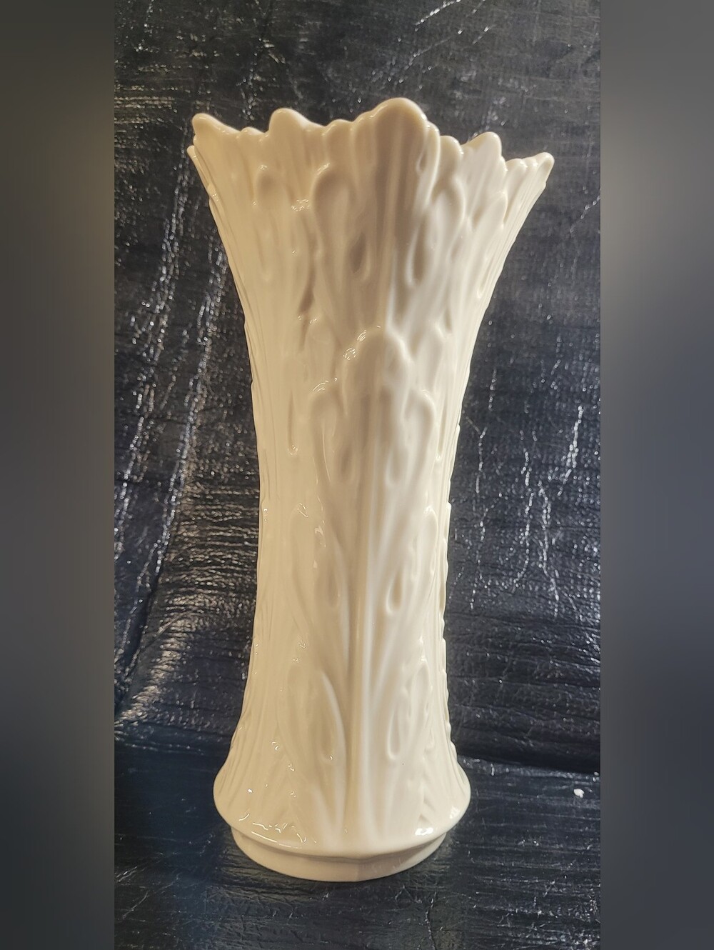 Lenox Ivory Ceramic Leaf-Relief Vase - Home Accents
